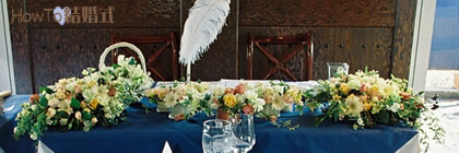 結婚式の高砂花（メインテーブル）正面